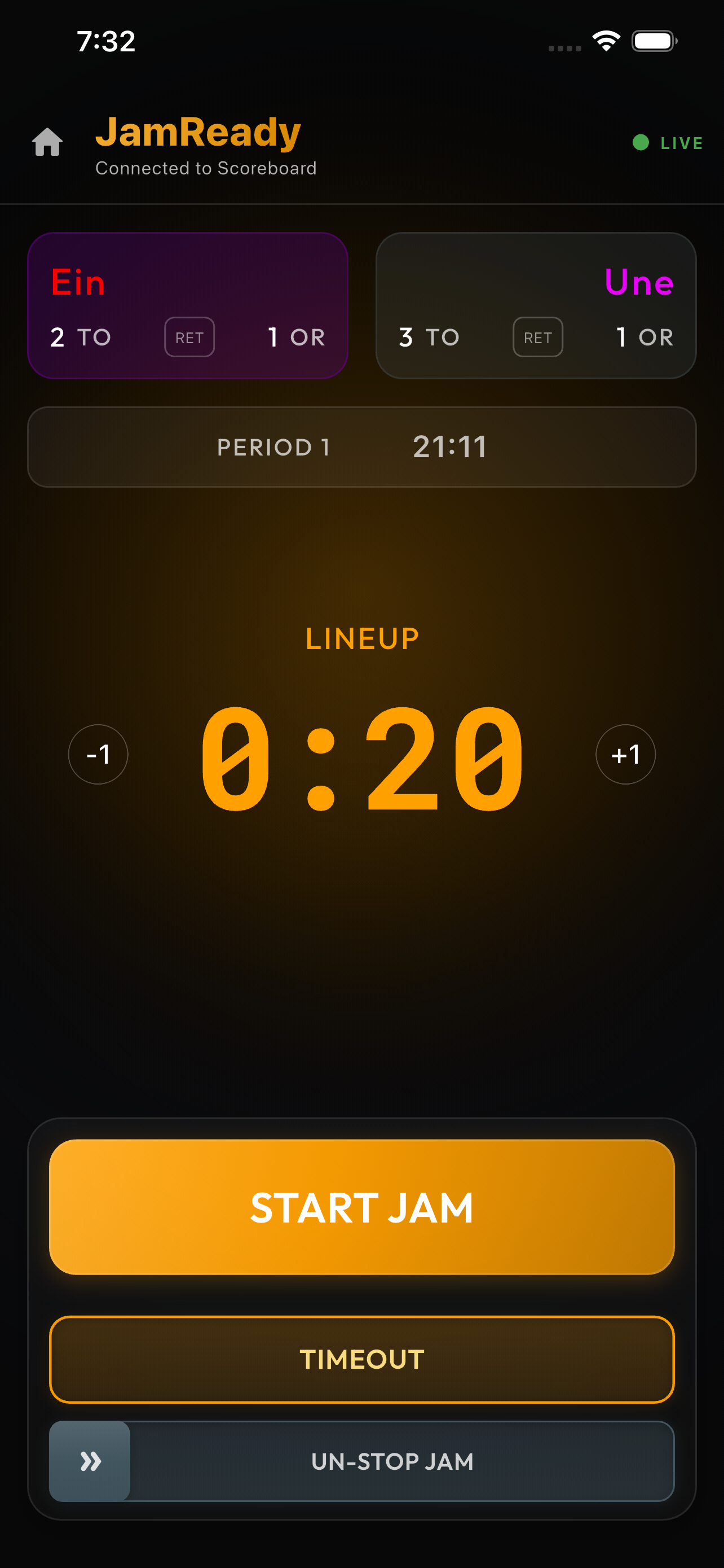 Lineup warning state